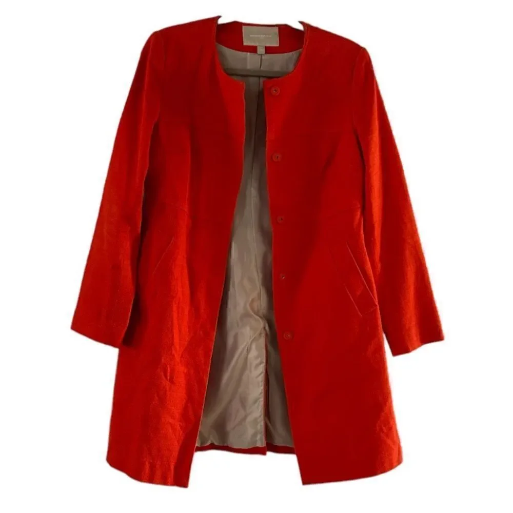 Banana Republic Orange Textured Lined Long Blazer Size XS